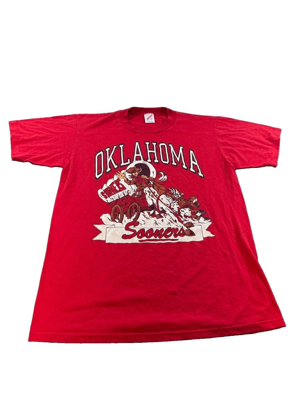 Vintage Oklahoma Sooners T-Shirt Single Stitch Made in USA Red Jerzees L